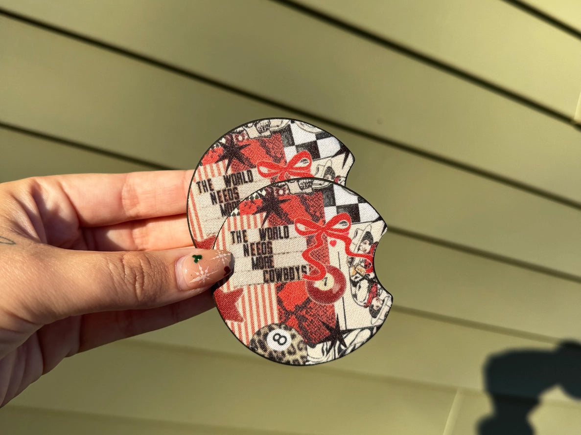 Red Western Car Coaster Set