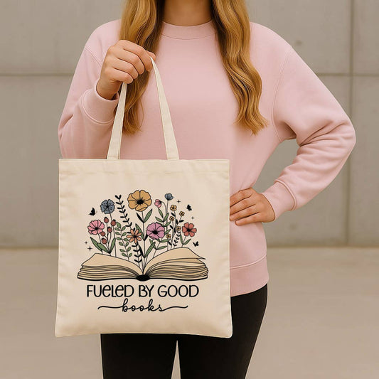 Fueled By Good Books Canvas Tote Bag