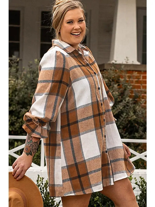 Rustic Charm Plaid Shirt Dress