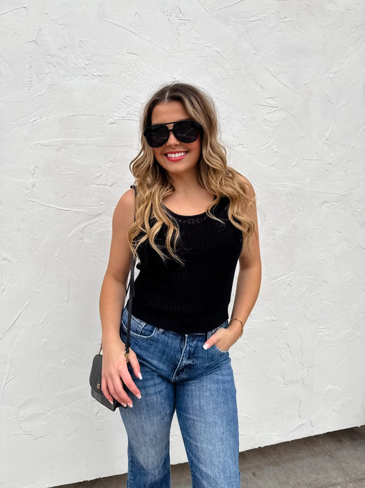 Tara Knit Tank- BLACK