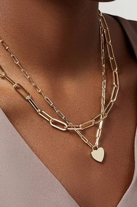 Multi-Layer Heart Charm Necklace
