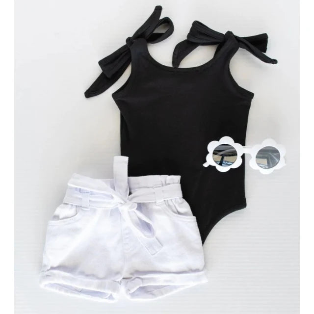 Madden Tie Shoulder Tank Top & Leotard - Black