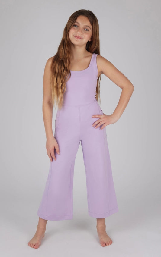 Girls Wide Flare Romper- Lilac