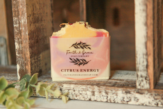 Citrus Energy Artisan Bar Soap, Luxury Shea Butter
