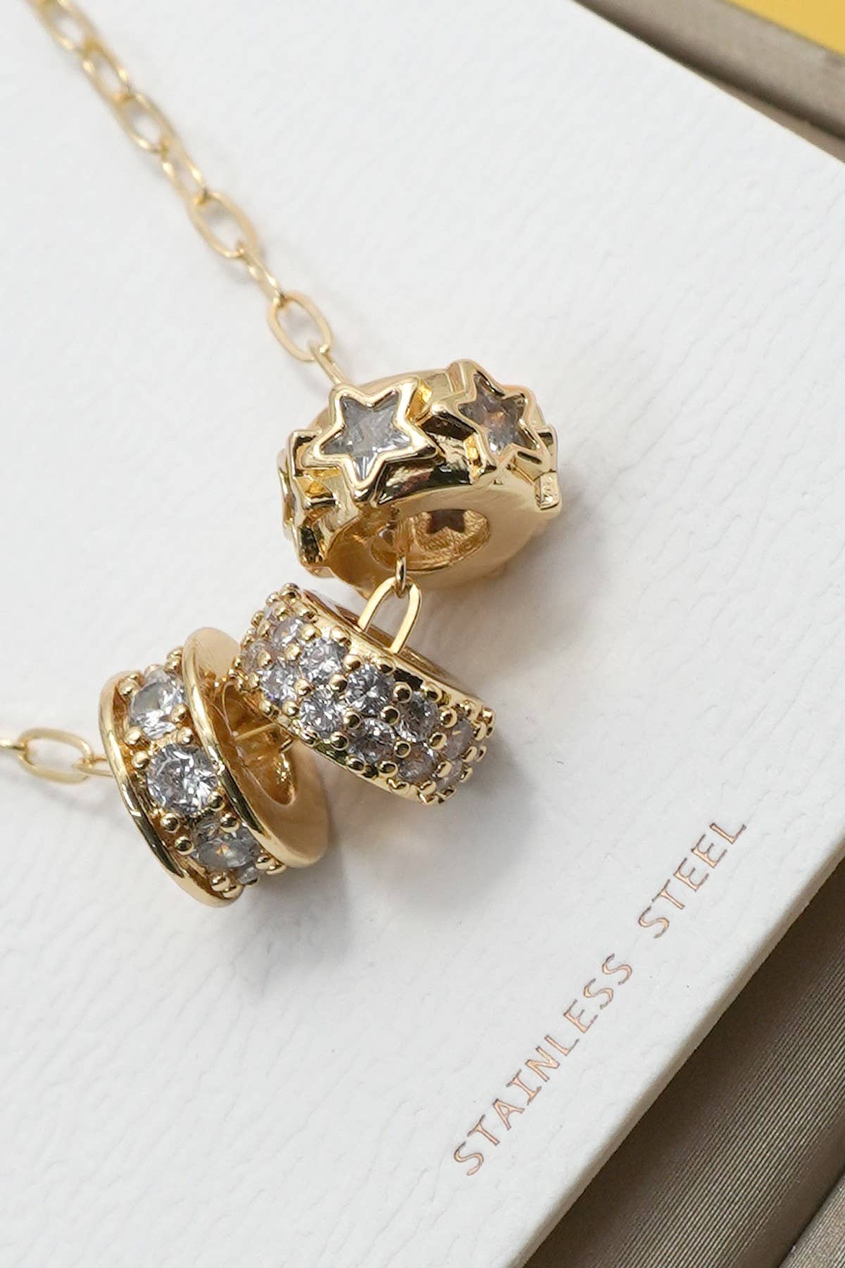 Barrel Rhinestone Charm Necklace