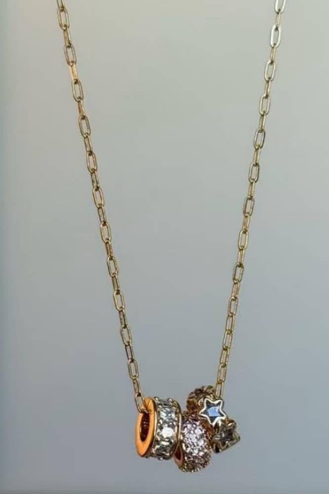 Barrel Rhinestone Charm Necklace