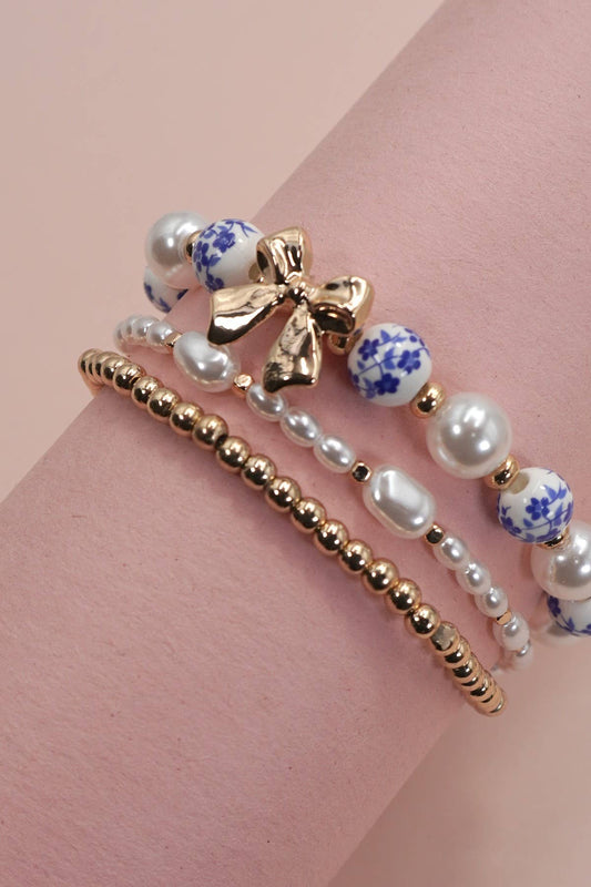 Porcelain Bow Multi-Layer Bracelet