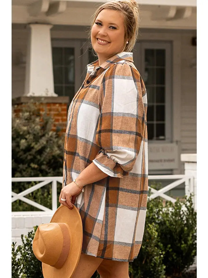 Rustic Charm Plaid Shirt Dress