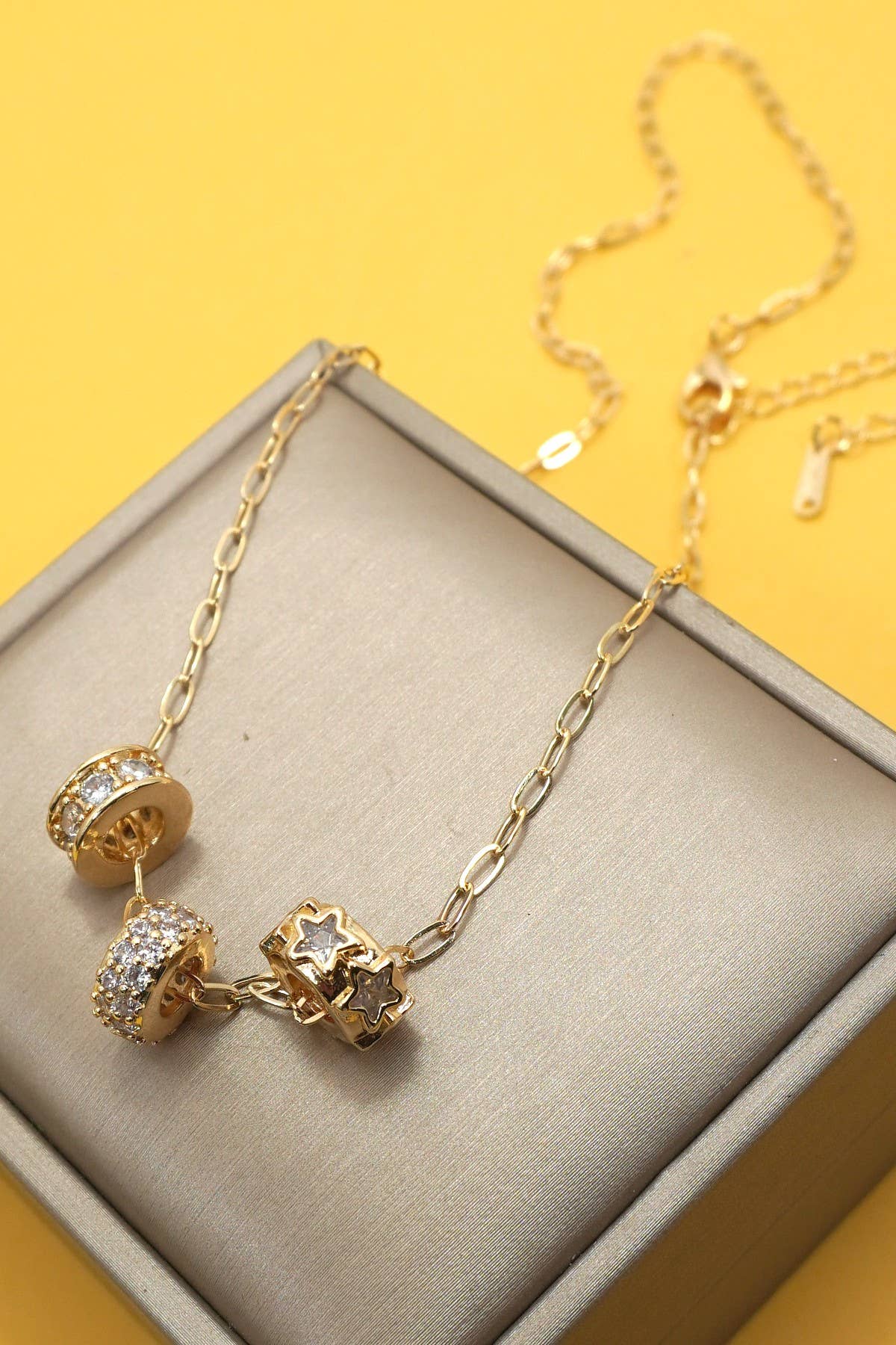 Barrel Rhinestone Charm Necklace