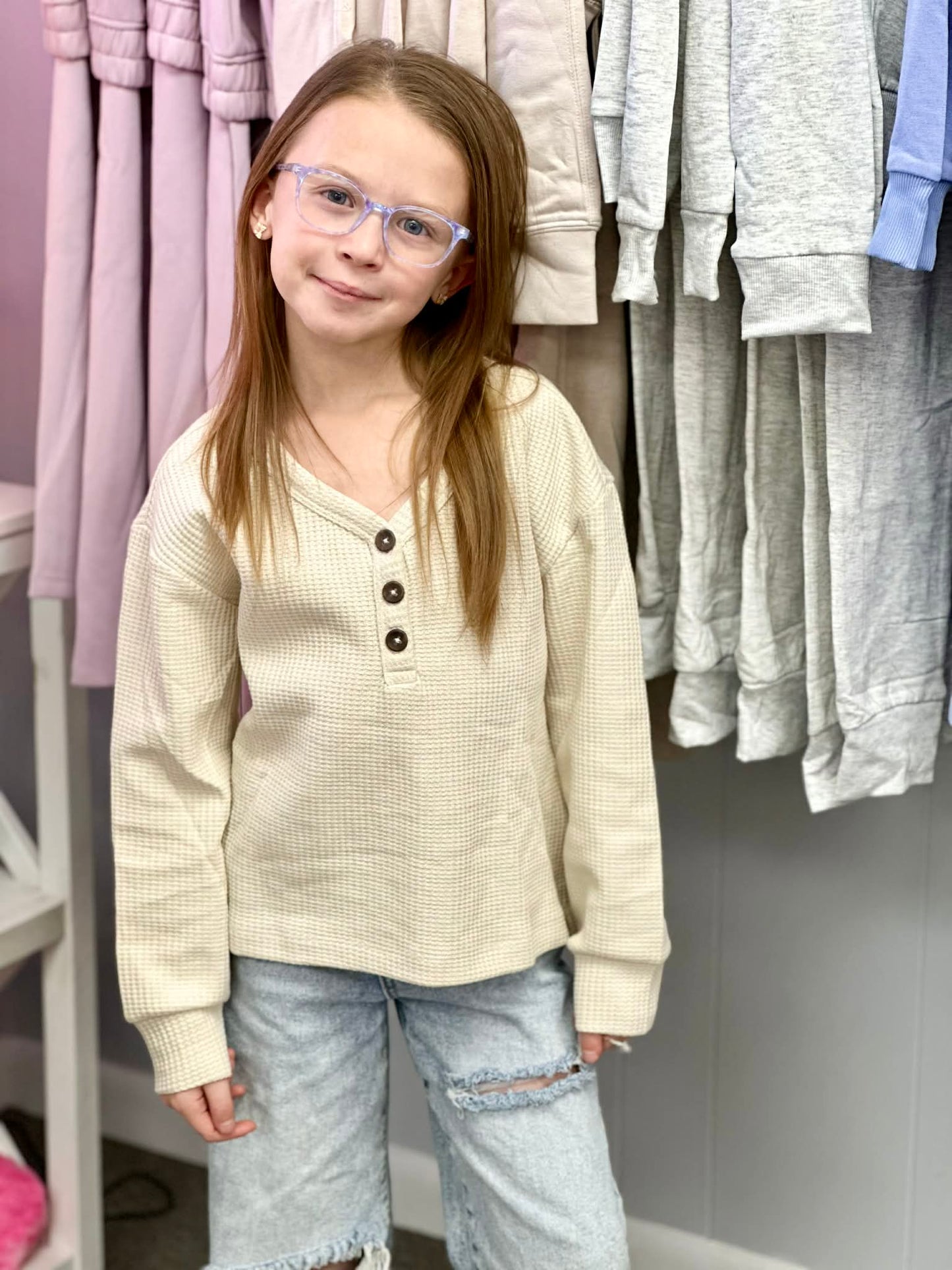 Thermal Henley- Cream