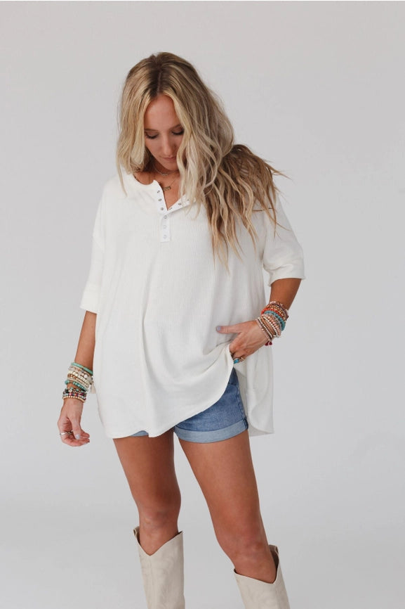 Leila Ribbed Henley Top
