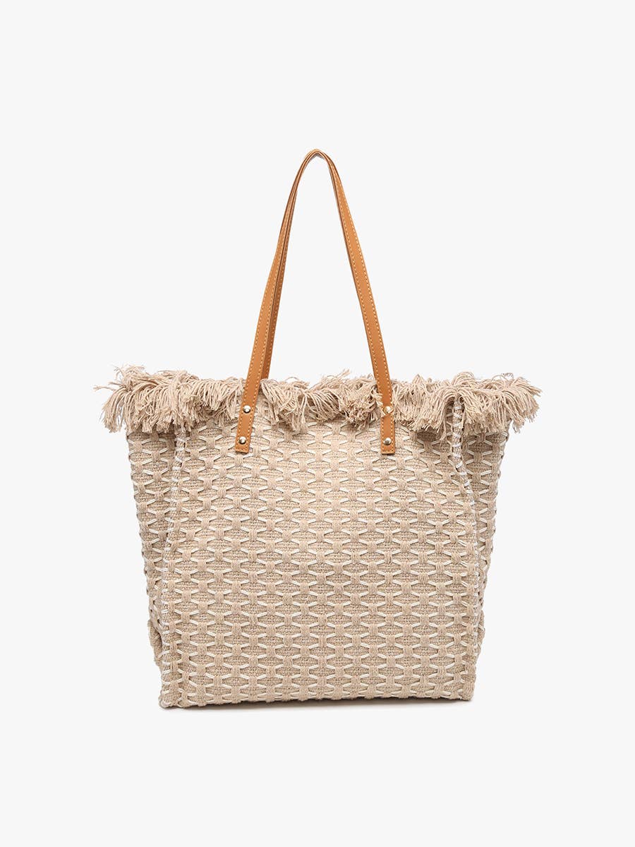 The Madison Handwoven Fringe Tote- Tan