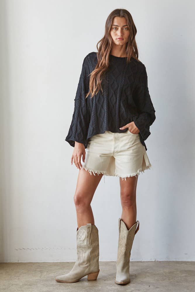 Midnight Cable Knit Sweater
