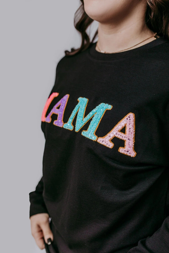 Mama Chenille Sequins Embroidery Sweatshirt