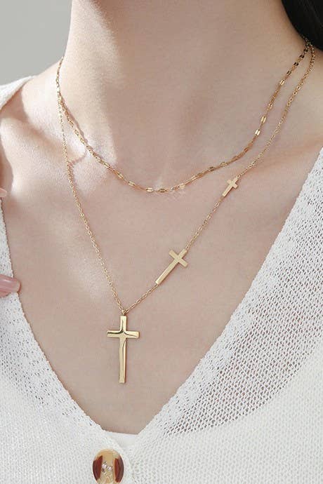 Stacked Cross Necklace