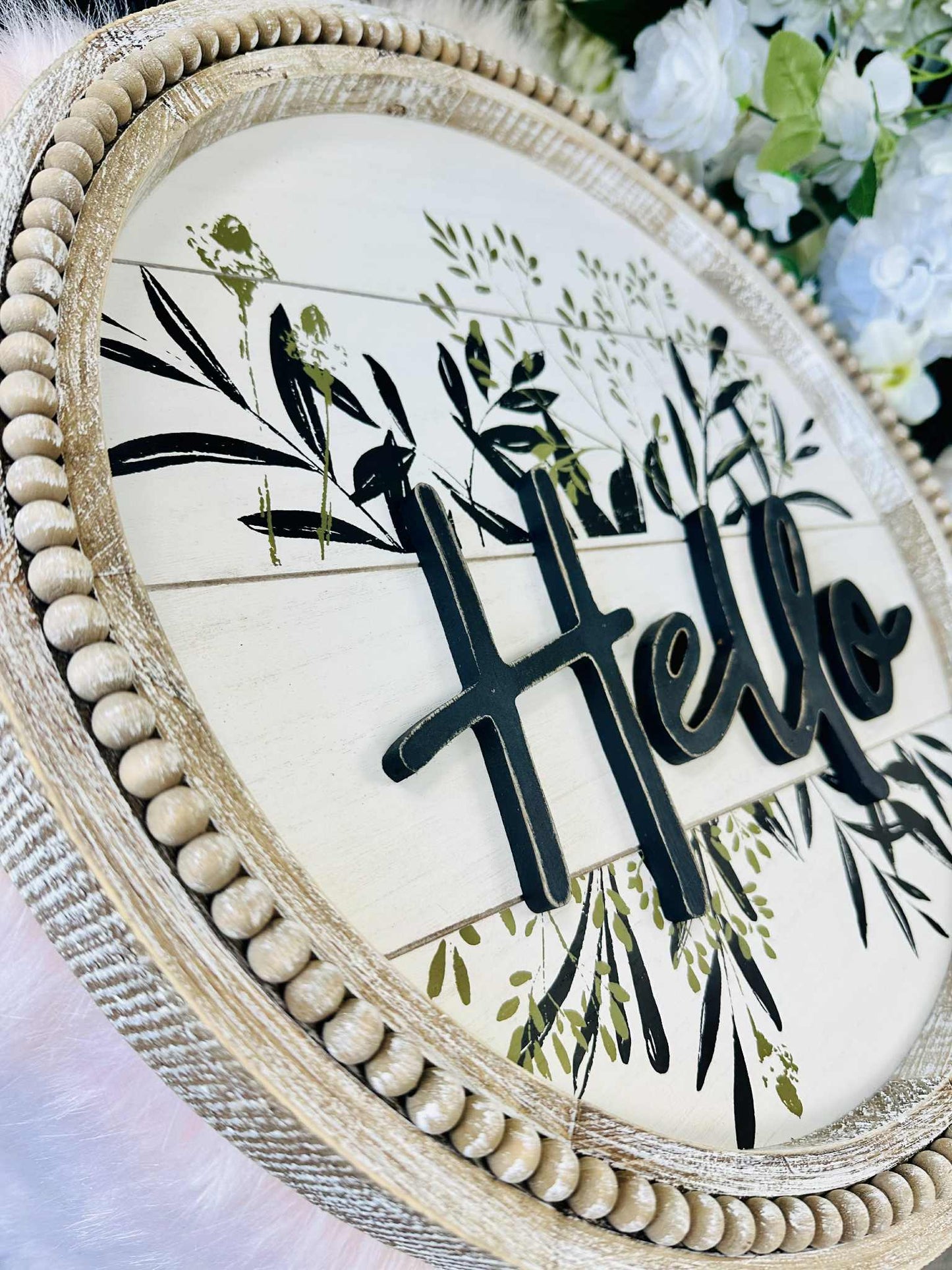 Beaded Hello Sign 19x19