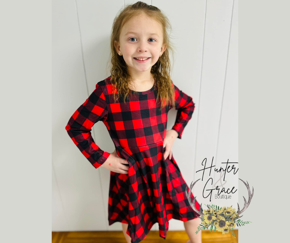 Red Buffalo Plaid Twirl Dress