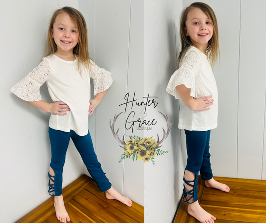 Blue Hollow Out Leggings