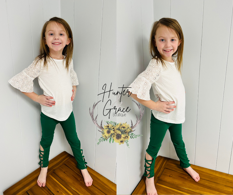 Green Hollow Out Leggings