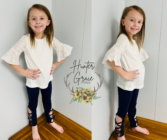 Navy Hollow Out Leggings