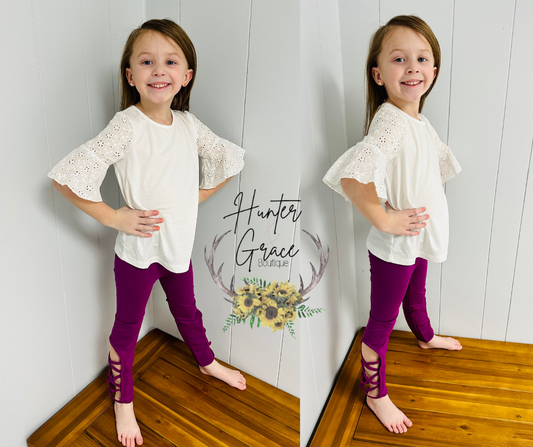 Purple Hollow Out Leggings